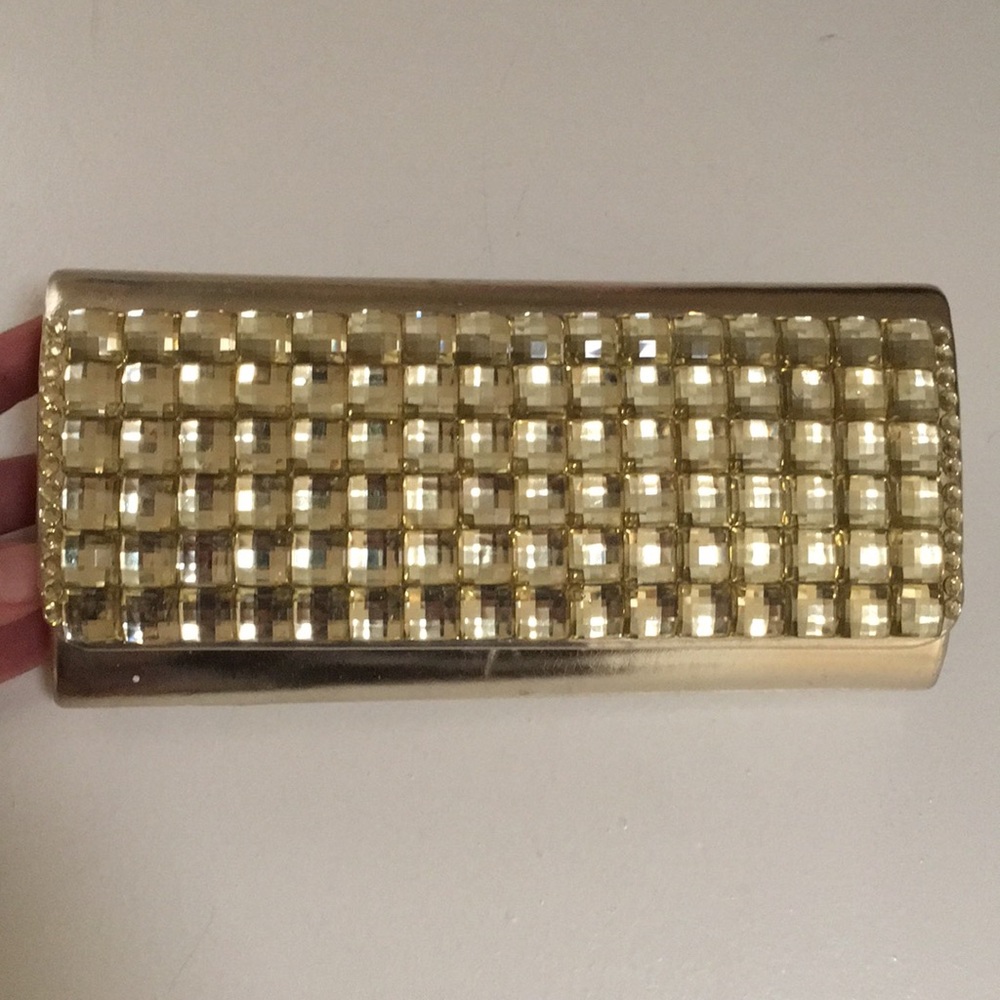 Evening gold clutch bag
